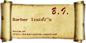 Barber Izaiás névjegykártya